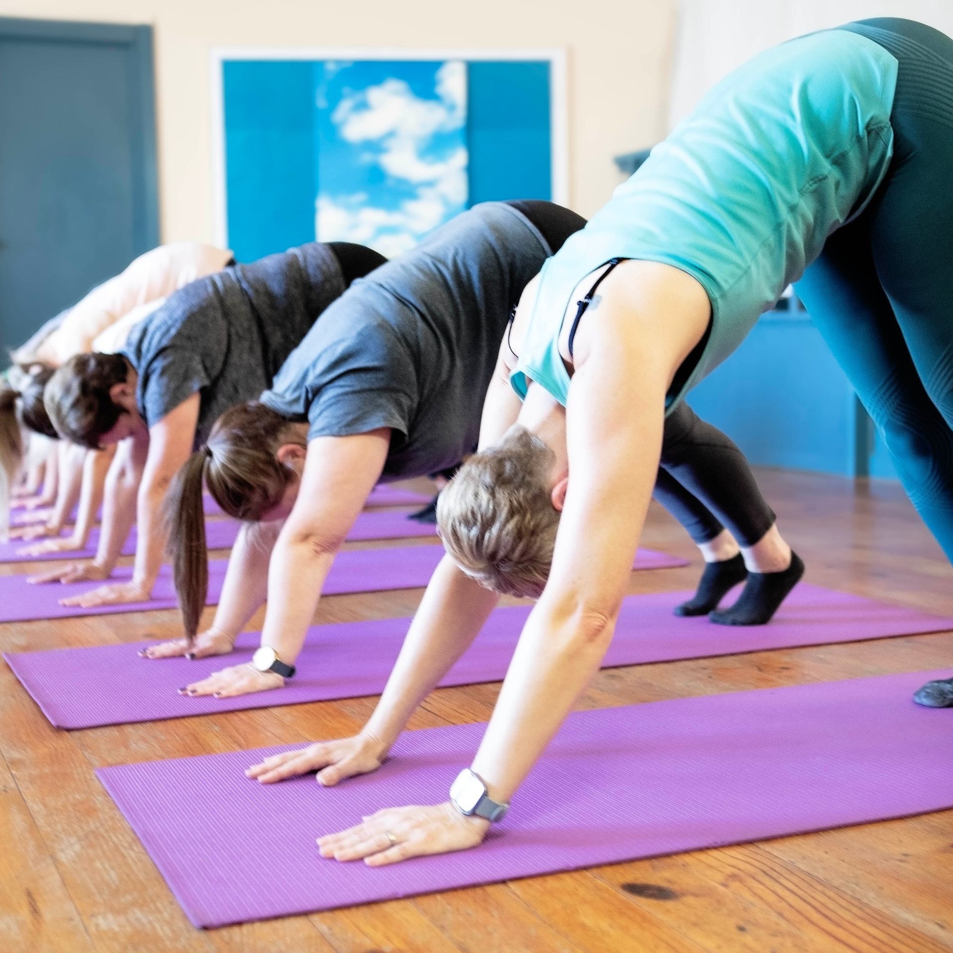 Group class Mat Pilates stretching